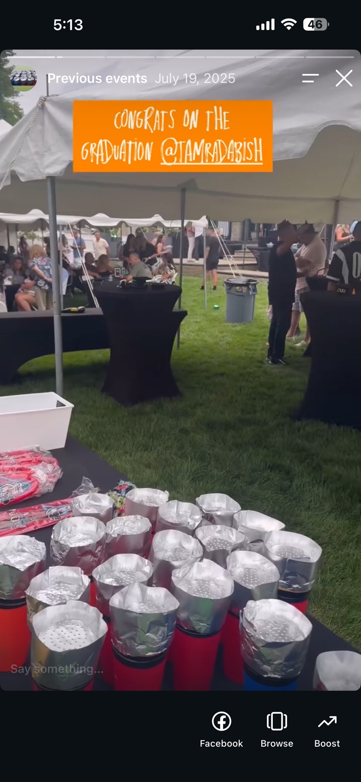 Nargila Boys catering at a graduation party under outdoor tents